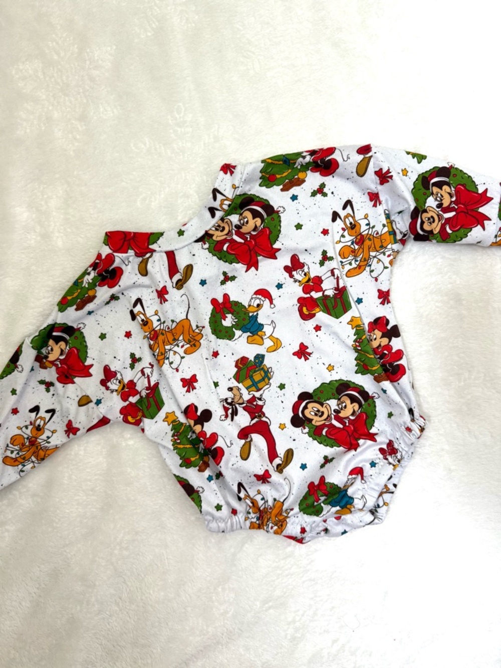 Holiday Character Print 0-3 handmade oversized romper.